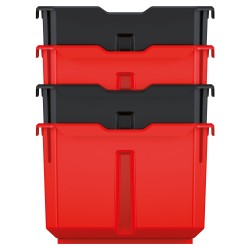 Set di 4 Contenitori XBlock | 14x15,7x8 cm | Rosso e Nero | in Plastica